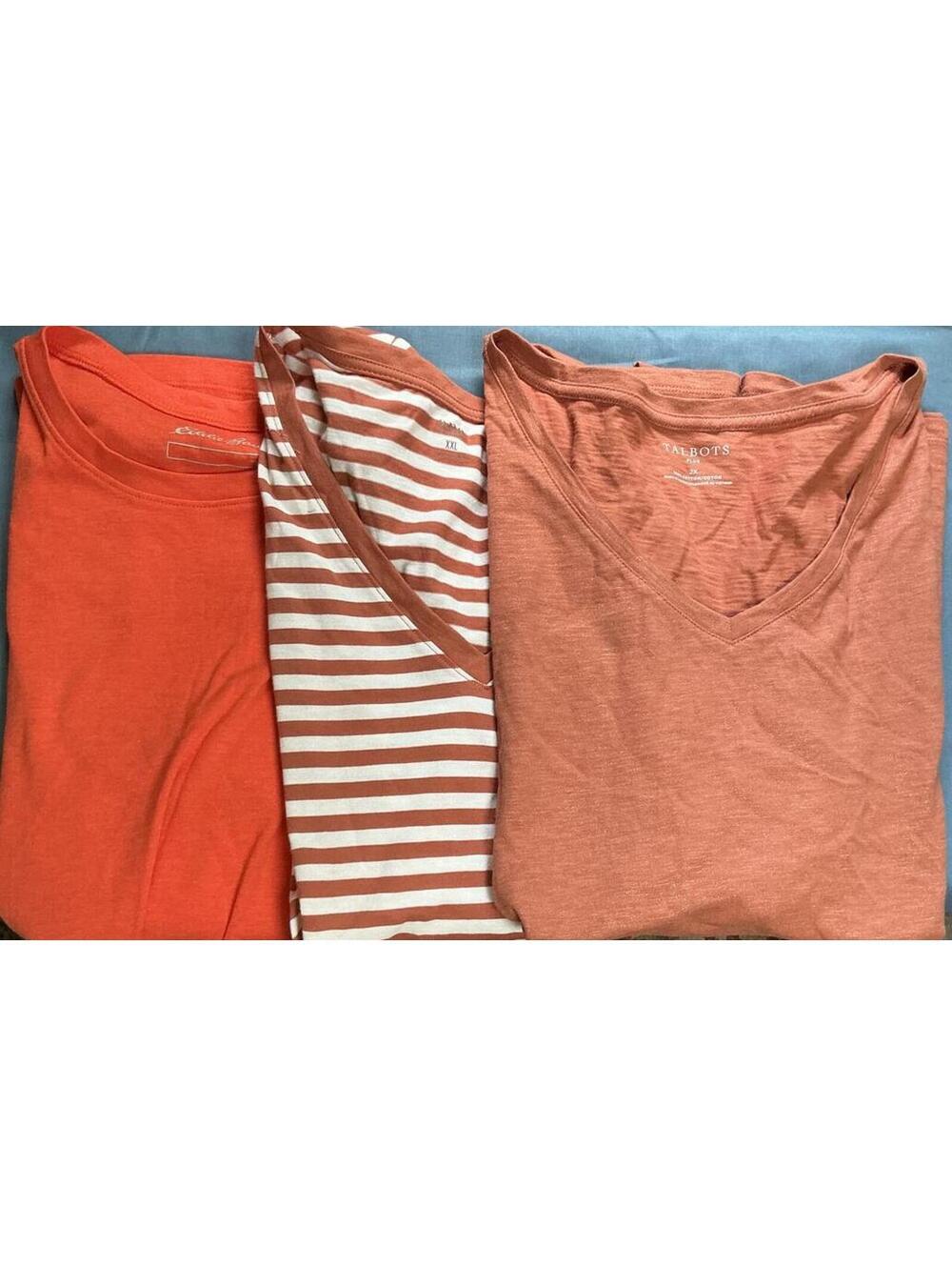 Lot of Three 2XL women’s short sleeve shirts T-shirts orange Talbots Eddie Bauer